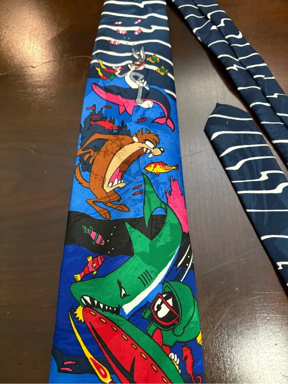 Elmer Fudd Marvin Tax Bugs Sea Life Looney Tunes Mania Tie 1993 100% Polyester